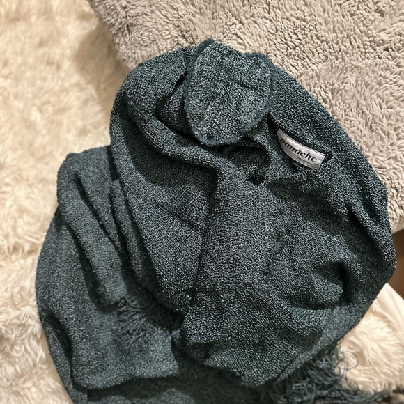 Vintage 2 pc pinache green fringe hand woven rayon dress and duster set - Picture 9 of 15